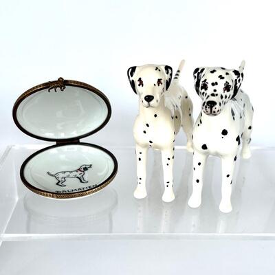 Vintage Beswick Porcelain Dalmatian Pair & Limoges Box
