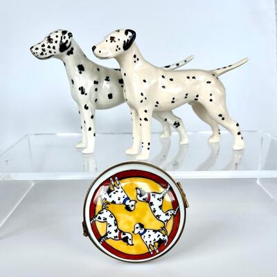 Vintage Beswick Porcelain Dalmatian Pair & Limoges Box