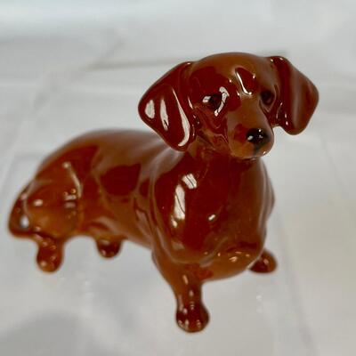 Vintage Beswick Dachshund & Westmoreland Glass French Bull Dog