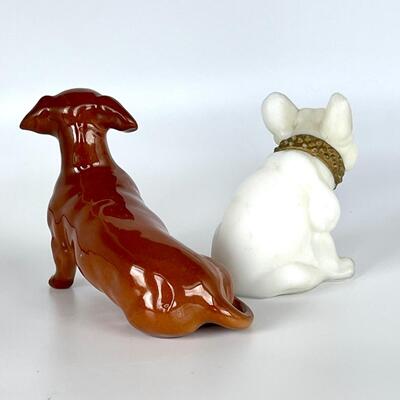 Vintage Beswick Dachshund & Westmoreland Glass French Bull Dog