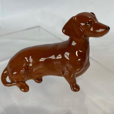 Vintage Beswick Dachshund & Westmoreland Glass French Bull Dog