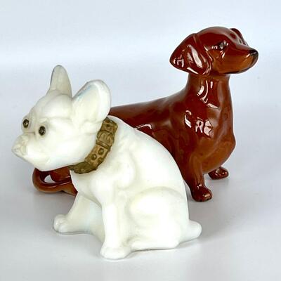 Vintage Beswick Dachshund & Westmoreland Glass French Bull Dog