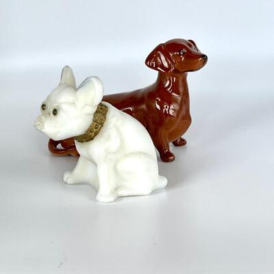 Vintage Beswick Dachshund & Westmoreland Glass French Bull Dog