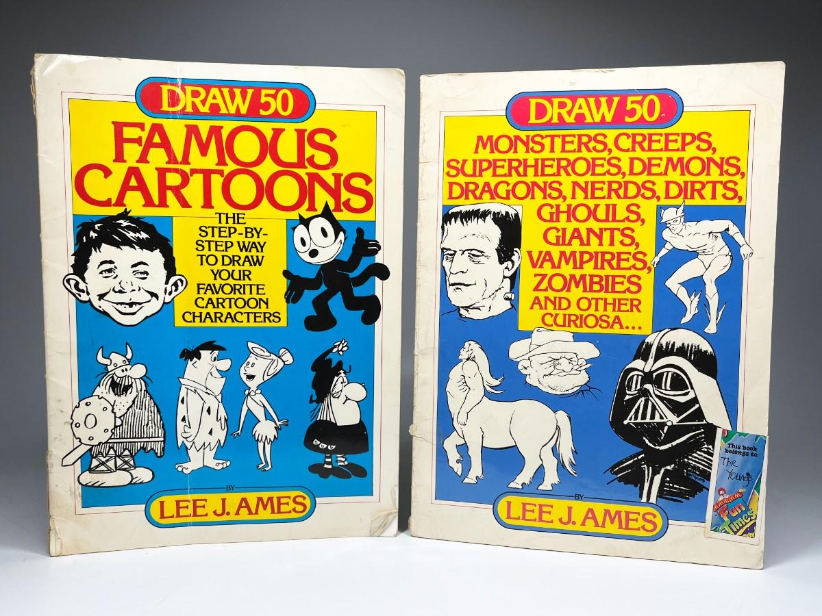 Pair of Vintage Art Books Draw 50 Famous Cartoons & Monsters, Creeps,  Superheroes, Demons & More by Lee J. Ames 