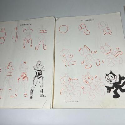 Pair of Vintage Art Books Draw 50 Famous Cartoons & Monsters, Creeps, Superheroes, Demons & More by Lee J. Ames
