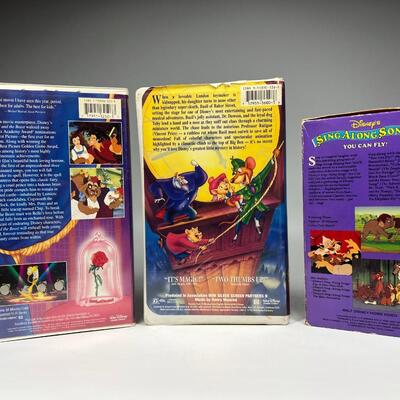 Retro Lot of Walt Disney Classic VHS Movies Beauty and the Beast, Sing-A-Long Songs, & More
