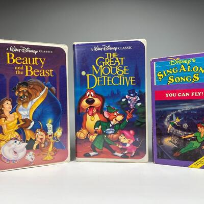 Retro Lot of Walt Disney Classic VHS Movies Beauty and the Beast, Sing-A-Long Songs, & More