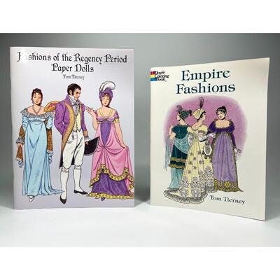Pair of Arts and Crafts Books Fashions of the Regency Period Paper Dolls & Empire Fashions Coloring Book