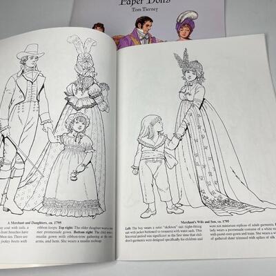 Pair of Arts and Crafts Books Fashions of the Regency Period Paper Dolls & Empire Fashions Coloring Book