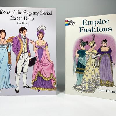 Pair of Arts and Crafts Books Fashions of the Regency Period Paper Dolls & Empire Fashions Coloring Book