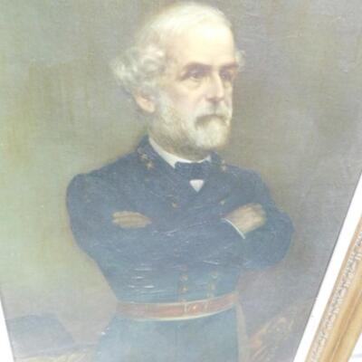 Framed Art Textured Print on Canvas Robert E. Lee Portrait