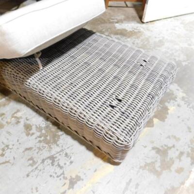 Restoration Hardware Wicker Ottoman with Cushion (Matches all RH Chairs on Auction)