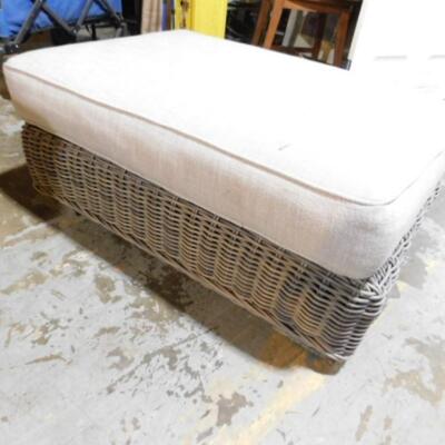 Restoration Hardware Wicker Ottoman with Cushion (Matches all RH Chairs on Auction)