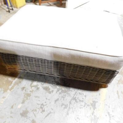 Restoration Hardware Wicker Ottoman with Cushion (Matches all RH Chairs on Auction)