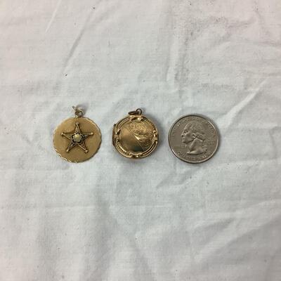 1027 14k Yellow Gold Charm & Gold Filled Locket