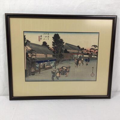 1025 Tagawa Hiroshige No. 41-40th Station Namuri. Woodblock Print on Arimatsu Cloth - 1840, Signed