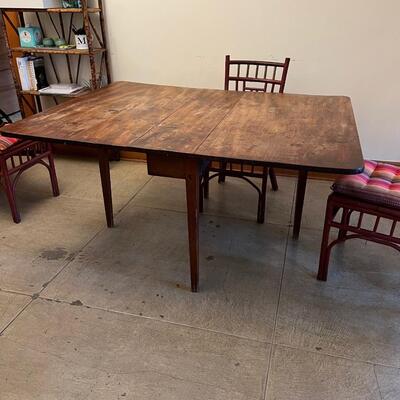 European Farm Table with two drop Leaves - Weathered