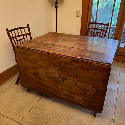 European Farm Table with two drop Leaves - Weathered