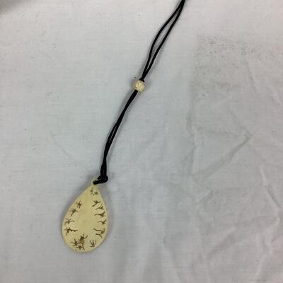 1028 Faux Netsuke Necklace with Bone Carved Necklace