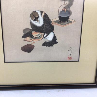 1026 Antique Katsushika Hokusai Woodblock Print, :The Badger And Tea Kettleâ€, 1848