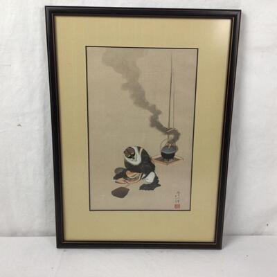 1026 Antique Katsushika Hokusai Woodblock Print, :The Badger And Tea Kettleâ€, 1848