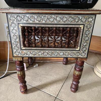 Set of Two Moroccan Inlay Mother of Pearl matching End/Side Tables