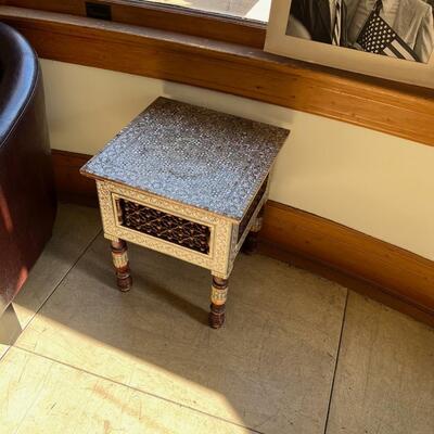 Set of Two Moroccan Inlay Mother of Pearl matching End/Side Tables