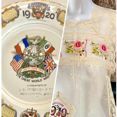1920 WWI Victory 1920 French Apron & Commemorative Plate