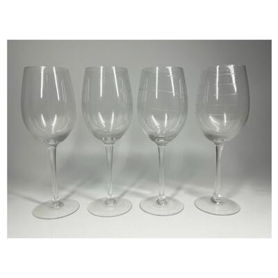 Set of 4 Abstract Lines Wine Glass Goblets in Original Box