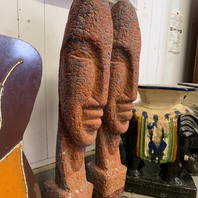 Set Concrete/Stone Polynesian Tiki Statues