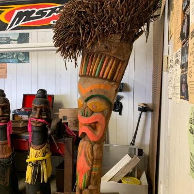 Large Vintage Totem Pole on stand