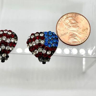 Patriotic Heart Shaped clip-on Vintage earrings