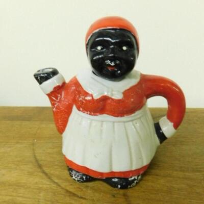Black Americana Cast Iron Figurine Tea Pot