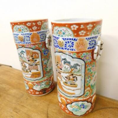 Pair of Vintage Ceramic Chinoiserie Vases
