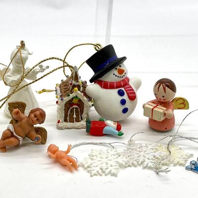 Miniatures lot - Snowman, Angels, Snowflakes, Baby Jesus, Gingerbread House, Santa