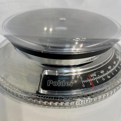 Polder Kitchen Scale  5lb/2.2 kg. Chrome Deluxe Gourmet Add'N'Weight Scale