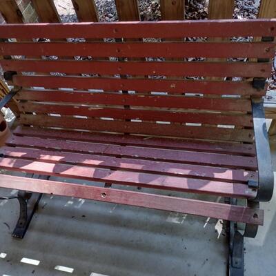 Patio or Garden Bench with Wood Slats and Cast Frame