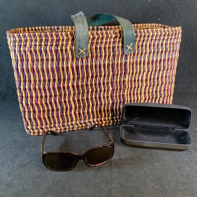 Lot 73. Straw Tote and Marc Jacobs Sunglasses