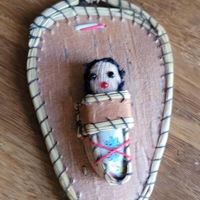 Lot 9:  Native American Handmade Cradleboard Necklace