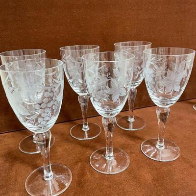 Lot 119. Vintage Etched Glass Stemware