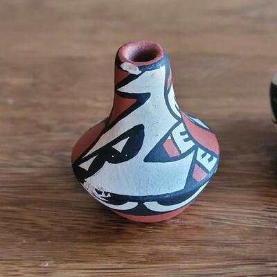 Lot 12: Miniature Acoma Seed Pot, Jemez Seed Pot by R.C. and Pueblo Plate