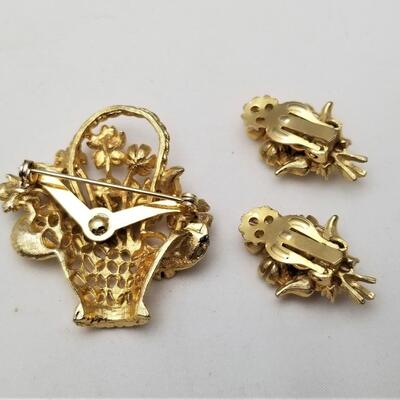 Lot #30  Vintage Brooch and Clip Earring Set