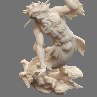 Triton, God of the Sea, Alabaster Sculpture