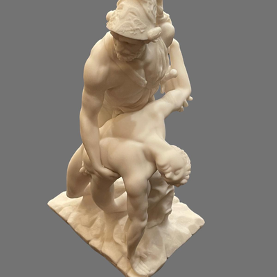 Menelaus Supporting the Body of Patroclus Alabaster Sculpture - 13"
