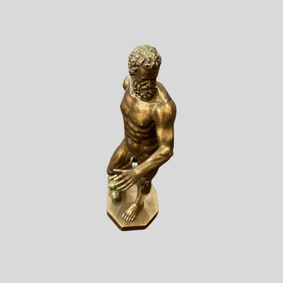 Greek God Poseidon Nude Bronze Patina Statue - 10"
