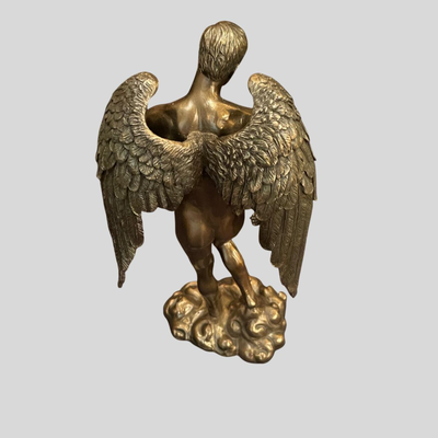 Nude Male Angel Bronze Patina Statue - 12