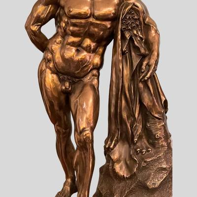 Hercules Nude  Bronze Patina Statue - 20"