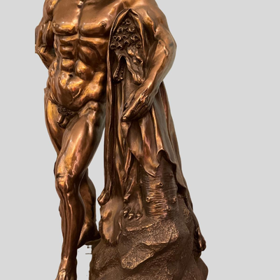Hercules Nude  Bronze Patina Statue - 20"
