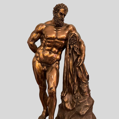 Hercules Nude  Bronze Patina Statue - 20"