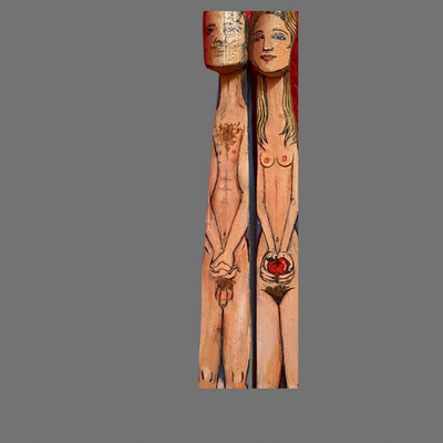 Al Benkin Erotic Wood Adam and Eve Piece - 23"